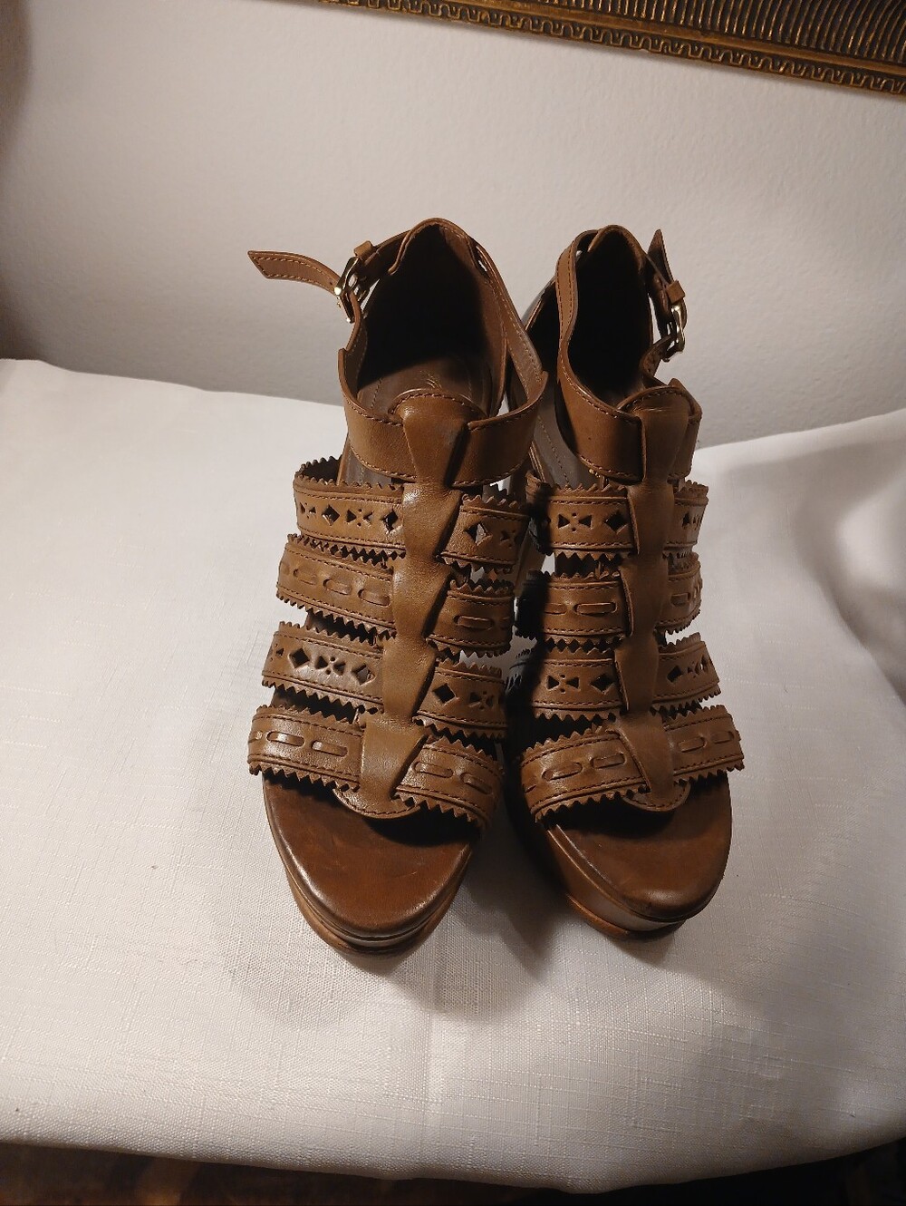 Tod's Brown Leather Strappy Platform Sandals